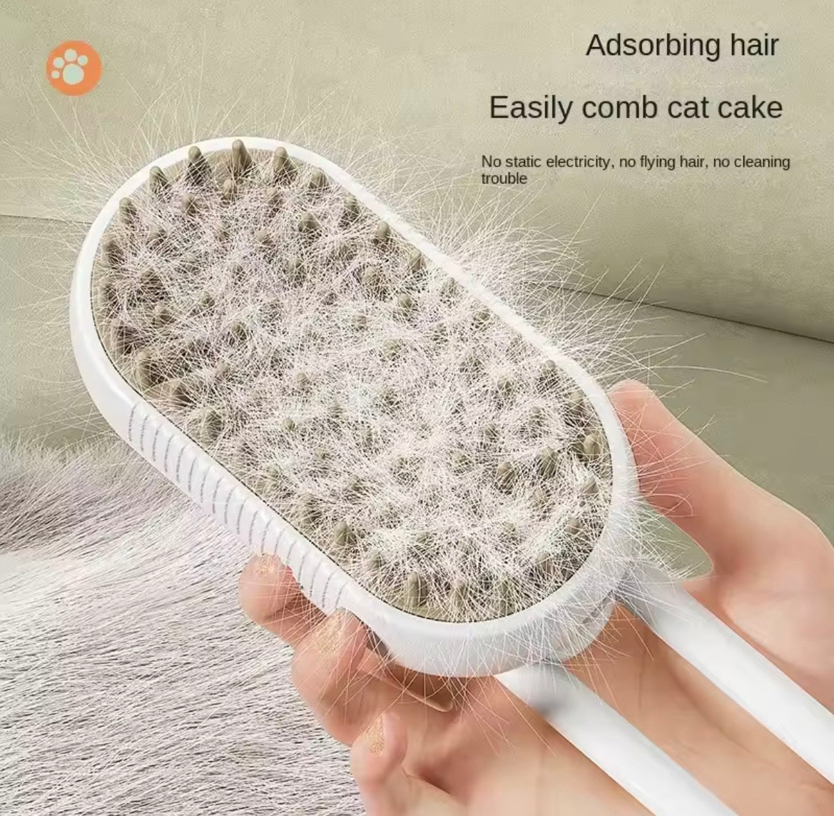 Cepillo 3 en 1 Antienredos para Mascotas con Vapor Suave – Removedor de Pelo Suelto y Masaje Relajante