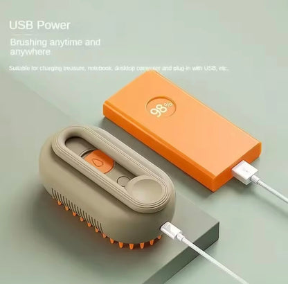 Cepillo 3 en 1 Antienredos para Mascotas con Vapor Suave – Removedor de Pelo Suelto y Masaje Relajante