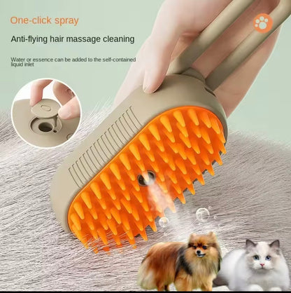 Cepillo 3 en 1 Antienredos para Mascotas con Vapor Suave – Removedor de Pelo Suelto y Masaje Relajante